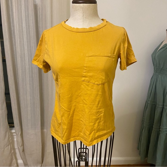 bohme Tops - BOHME | Gold Yellow Basic Short Sleeve Tee Shirt with Pocket